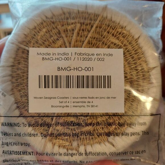 Bloomingville SeaGrass Macrame Crochet Boho Earth Woven Coaster Set - Picture 4 of 4